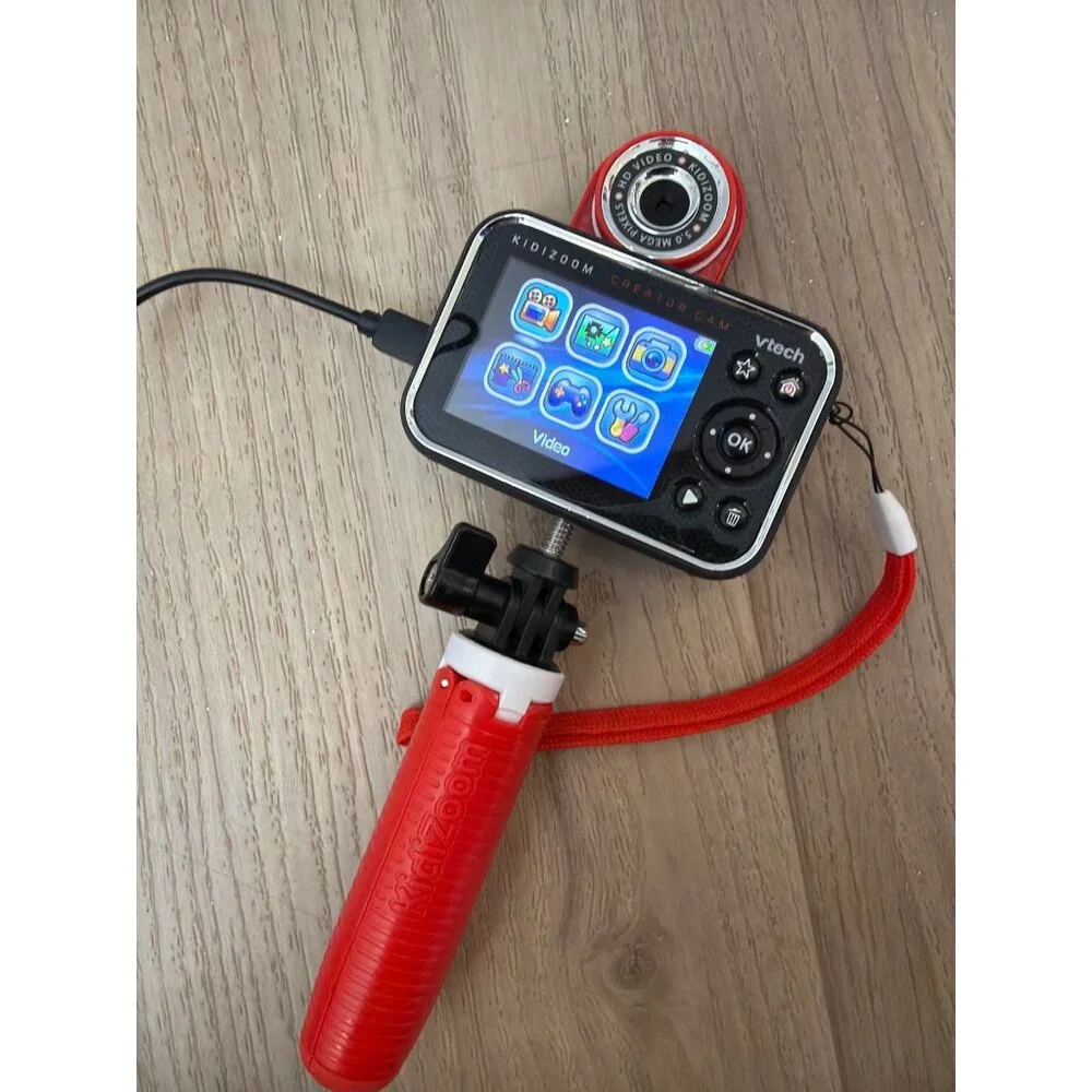 Vtech Kidizoom Creator Cam With Red Grip Handle Tripod & USB Cable For Kids